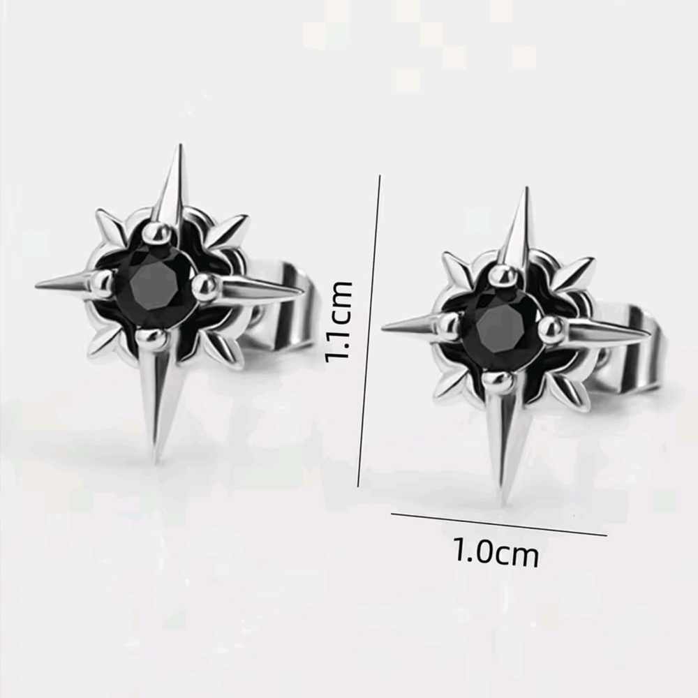 Black and Silver Starburst Earrings - Picture 2 of 4